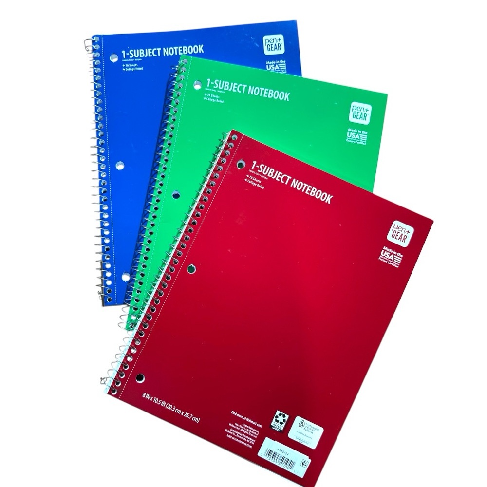 Bundle of 3 Pen+Gear College Ruled 1-Subject 70 Sheet Notebooks NWT